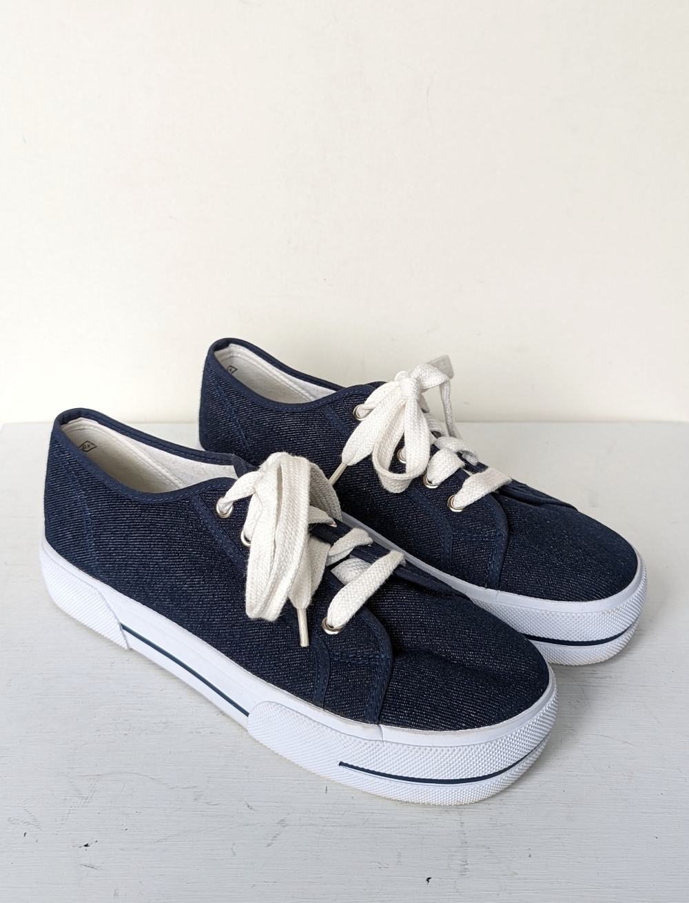 No Boundaries Y2K Platform Low Top Denim Sneakers - Size 9